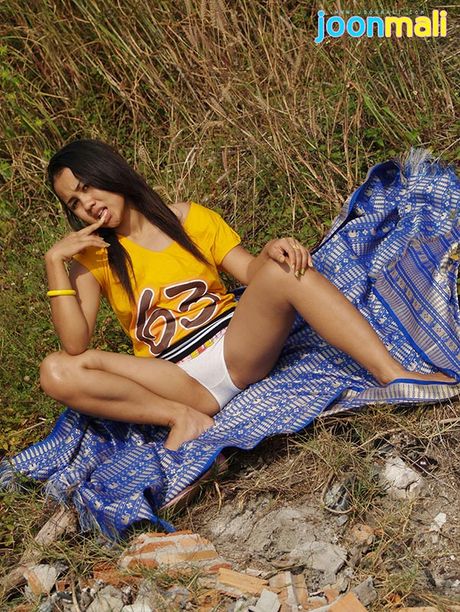 Joon Mali wets tiny white panties then shows petite boobs