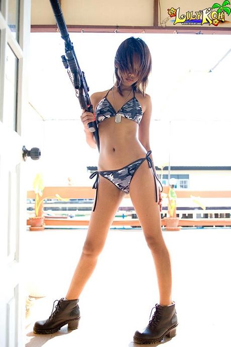 Lily shows off her long Thai legs in sexy bikini