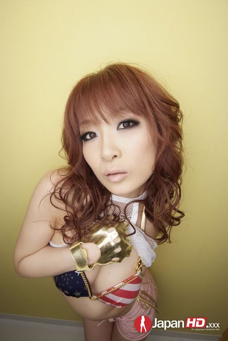 Japanese mommy Misa Kikouden toys herself with a dildo