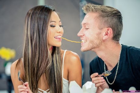 Asian mom London River & her daughter Vina Sky share a big dick in a 3some