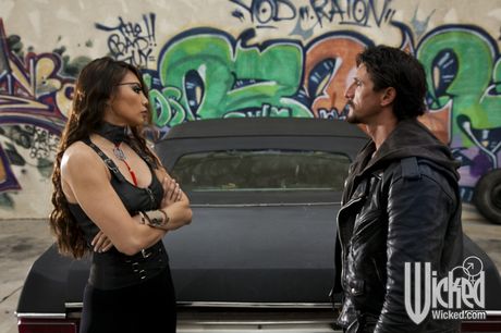 Sultry american milf Miko Lee drilled by cock outside