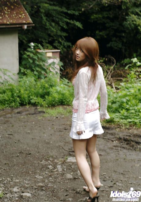 Foxy japanese teen Mai Kitamura reveals small tits and cute pussy